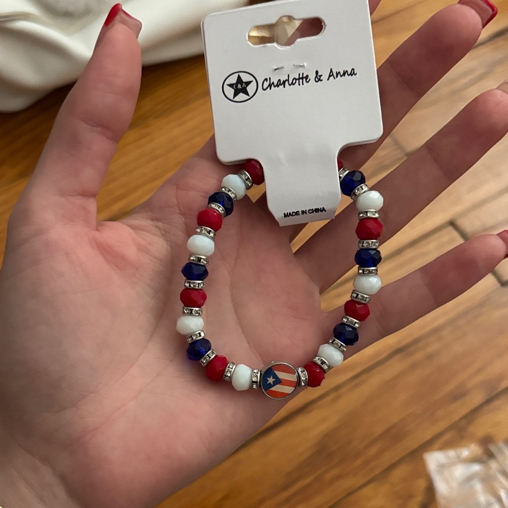 Beaded Bracelet - Red, White, Blue